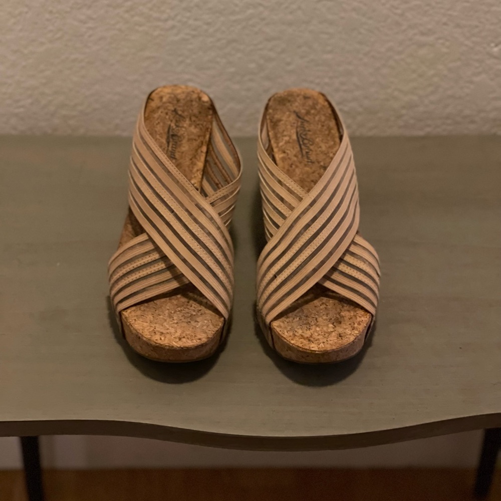 Lucky Brand Nude Cork Wedges - Picture 2 of 9
